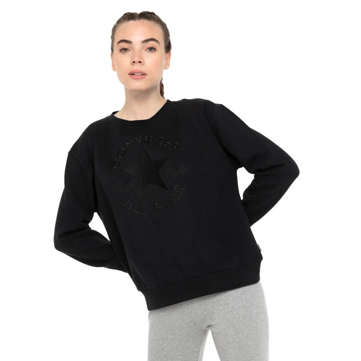 Polerón Mujer Negro Converse CNVSP22WCREW2-001 1