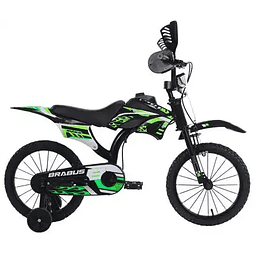Bicicleta Infantil Verde Motobike 1600 / Aro 16 Brabus