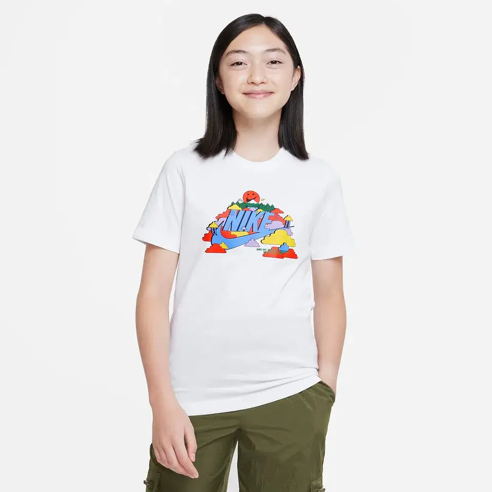 Polera Juvenil Blanco Nike Dx1148-100 1
