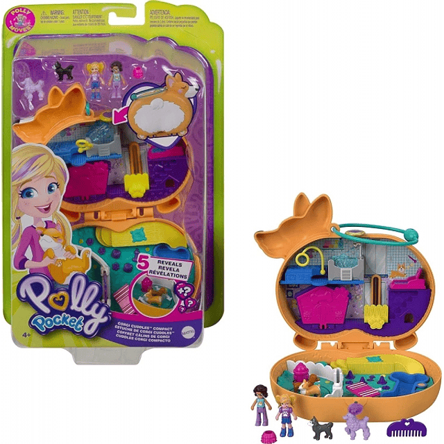 Polly Pocket Cofre con Forma de Perro Corgi Cuddles Mattel Gtn14