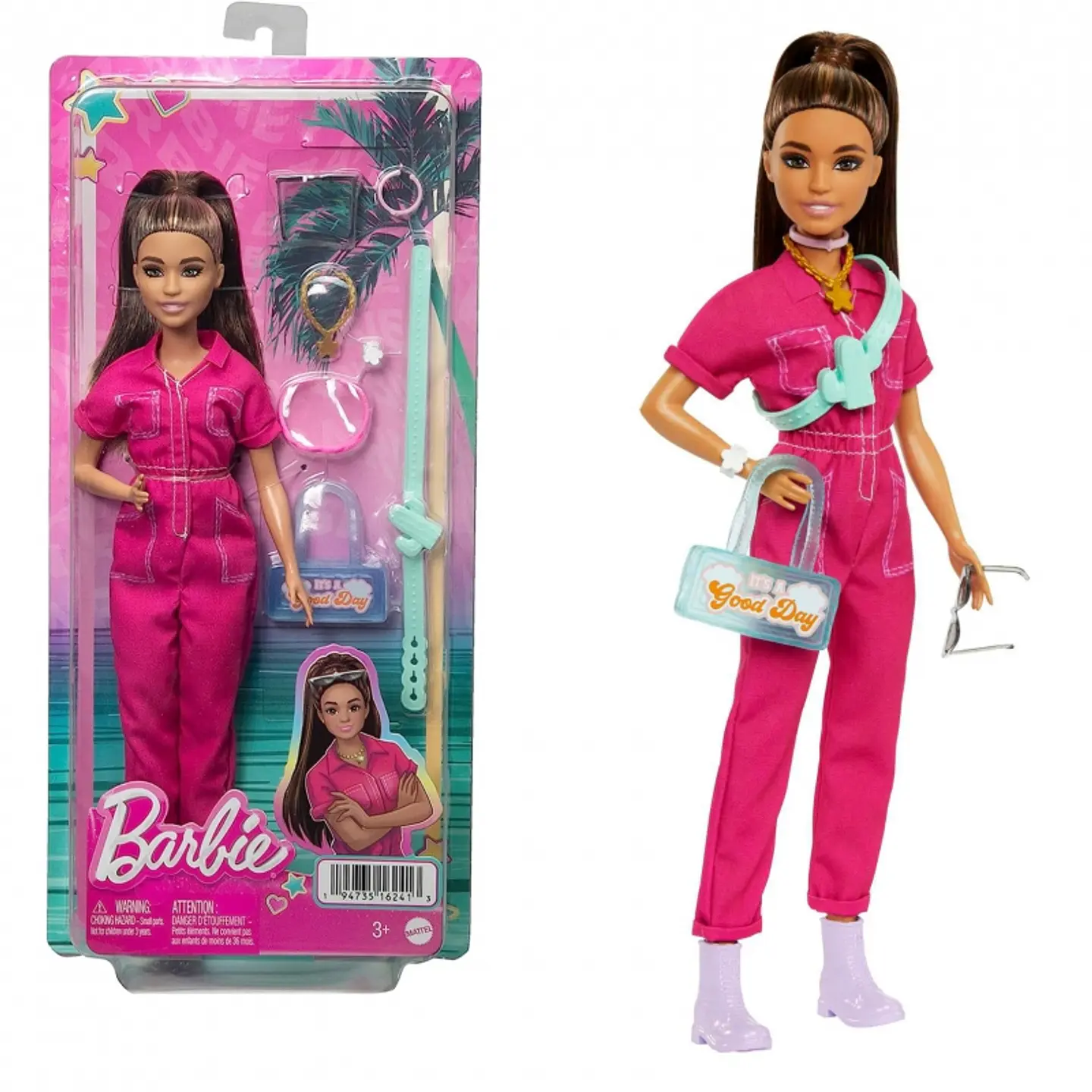 Barbie Day & Play Muñeca Con Mono Rosa Conjunto De Moda Mattel Hpl76  1