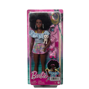 Barbie con Patines, Accesorios De Moda y Cachorro Mattel Hpl77