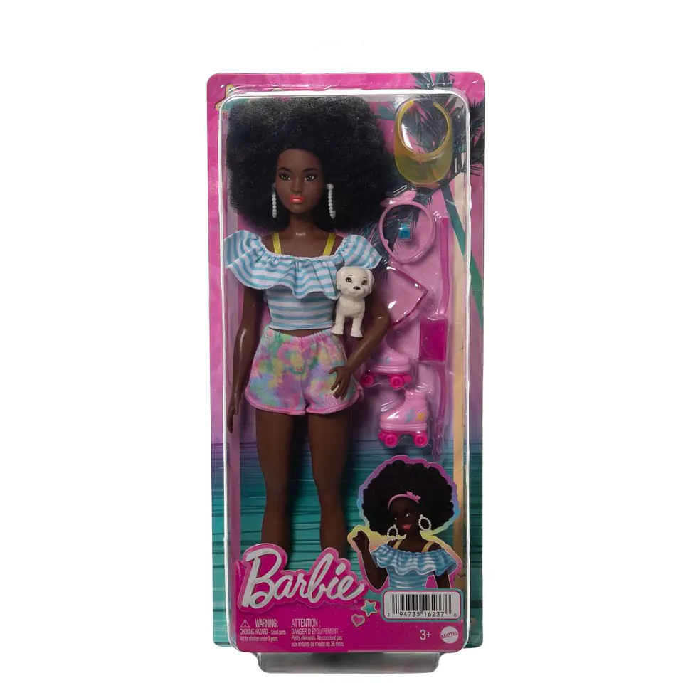 Barbie con Patines, Accesorios De Moda y Cachorro Mattel Hpl77 2