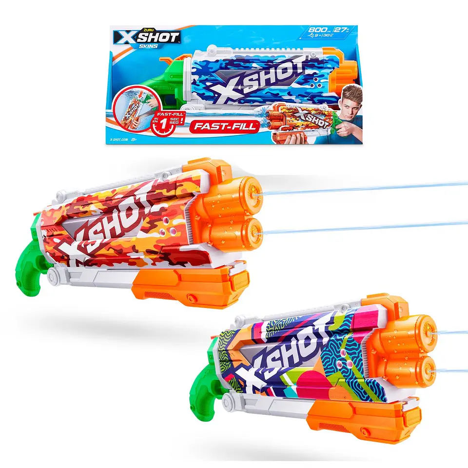 Lanza Agua Pump Action Skin 800ml con Sistema de Llenado Rápido Fast Fill X-Shot Ansaldo 27816 1