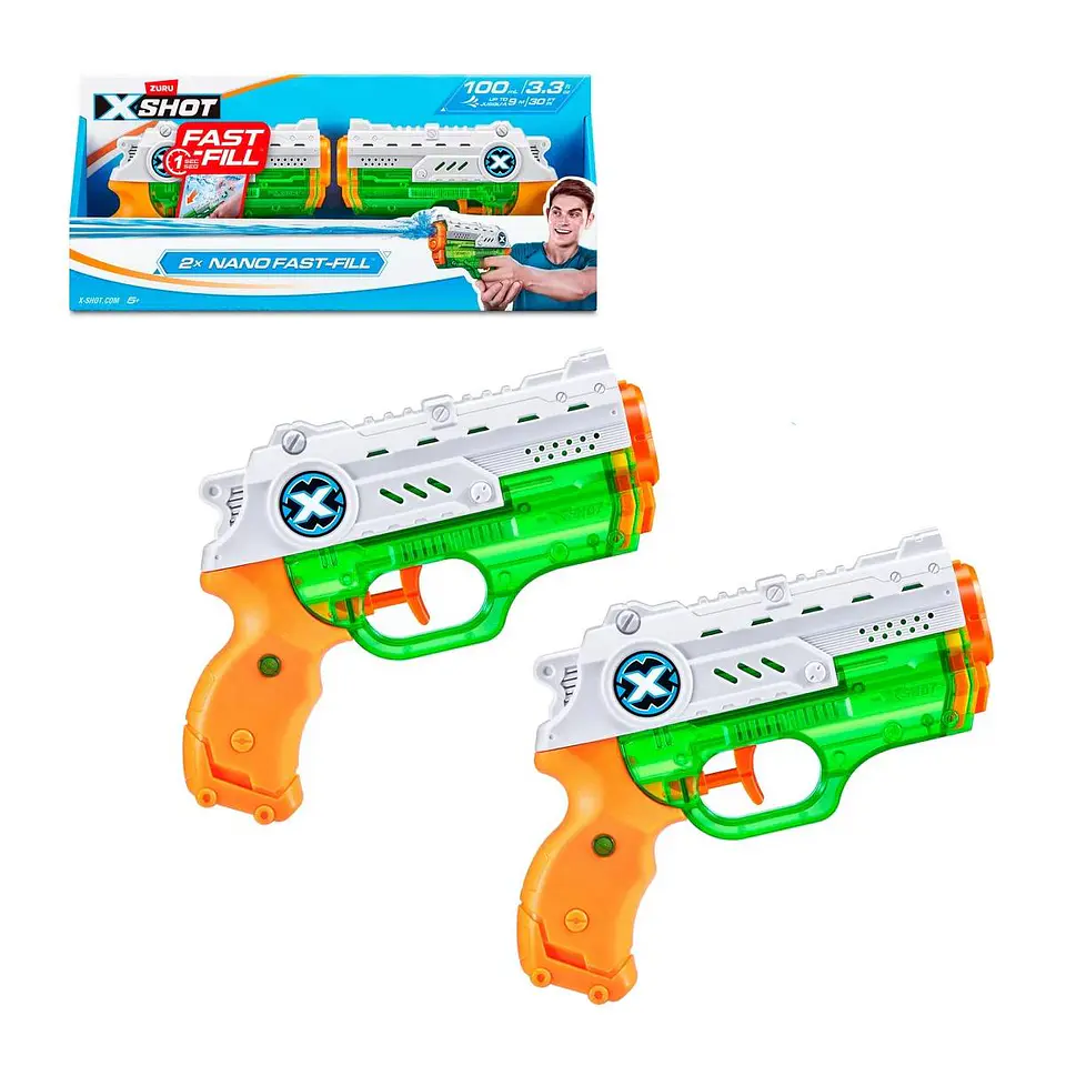 Set 2 Lanza Agua Nano de 100ml con Sistema de Llenado Rápido Fast Fill X-Shot Ansaldo 34213 1