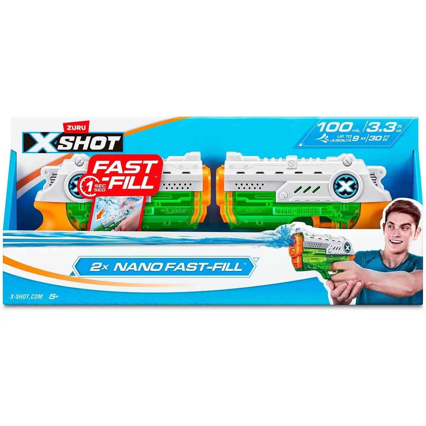 Set 2 Lanza Agua Nano de 100ml con Sistema de Llenado Rápido Fast Fill X-Shot Ansaldo 34213 3