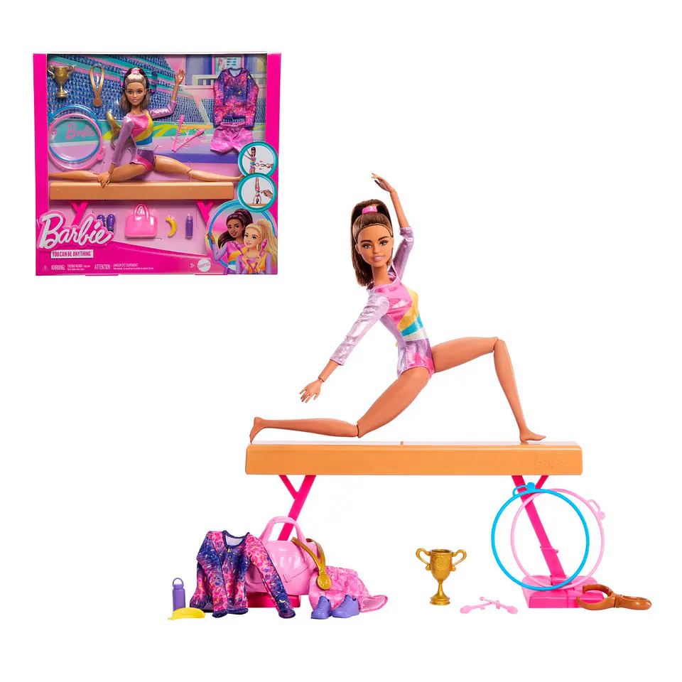 Barbie Profesiones Set de Juego Gimnasta Cabello Castaño Ansaldo 35011 1