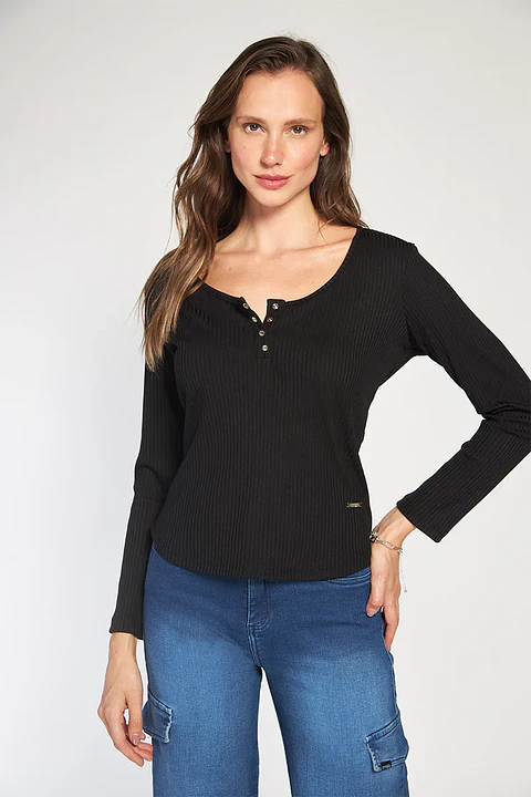 Polera Mujer Negra Amalia 4789