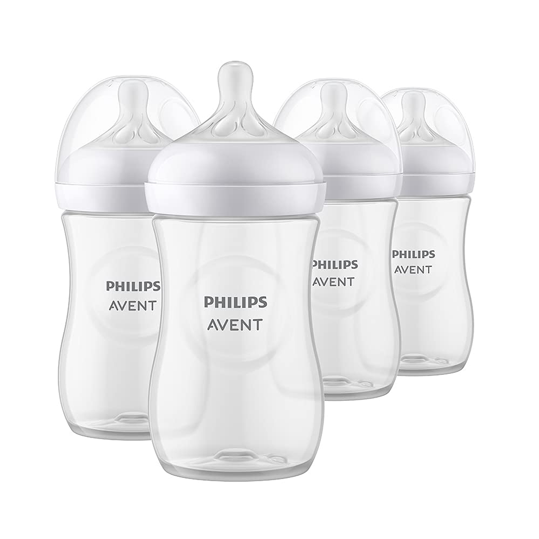 Philips AVENT Botella de bebé natural con pezón de respuesta natural, transparente, 9 onzas