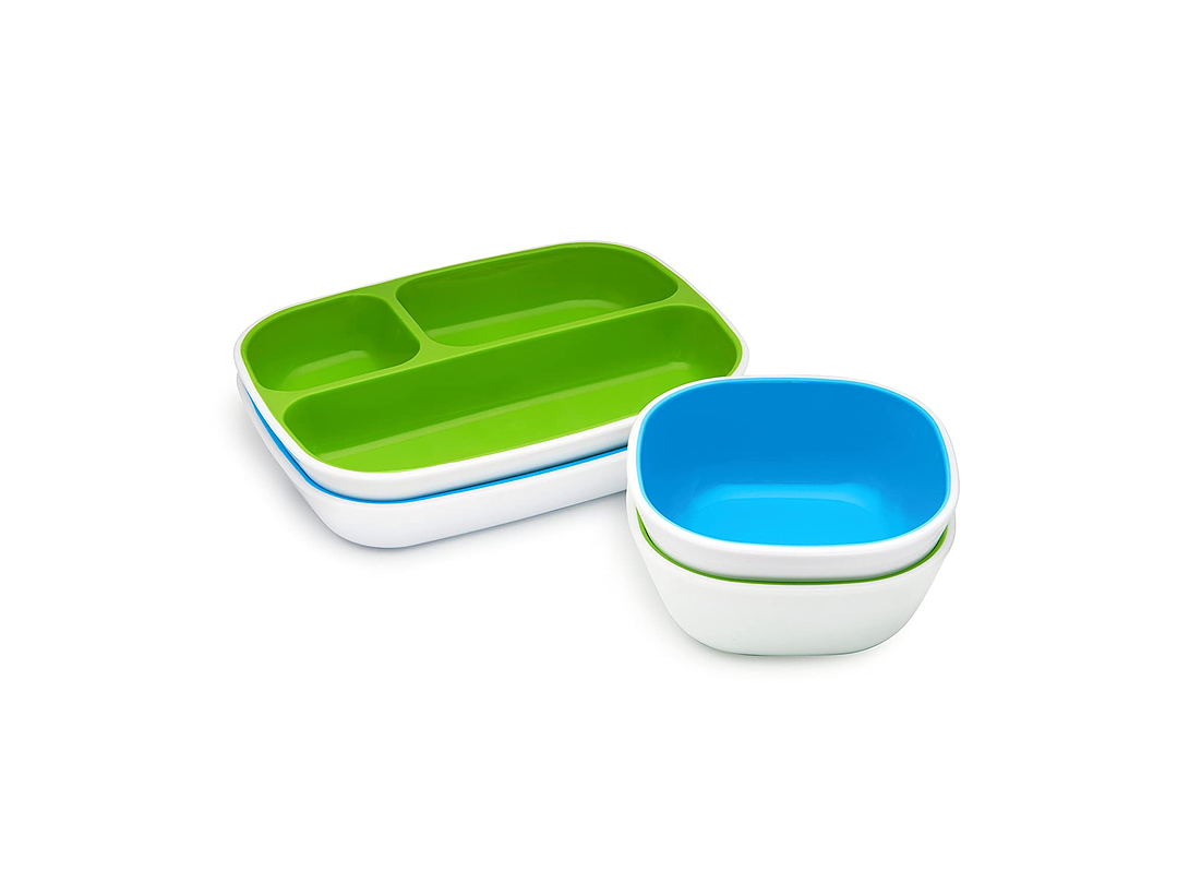  Munchkin Splash - Juego de comedor dividido de 4 piezas, color azul y verde 1