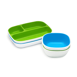  Munchkin Splash - Juego de comedor dividido de 4 piezas, color azul y verde