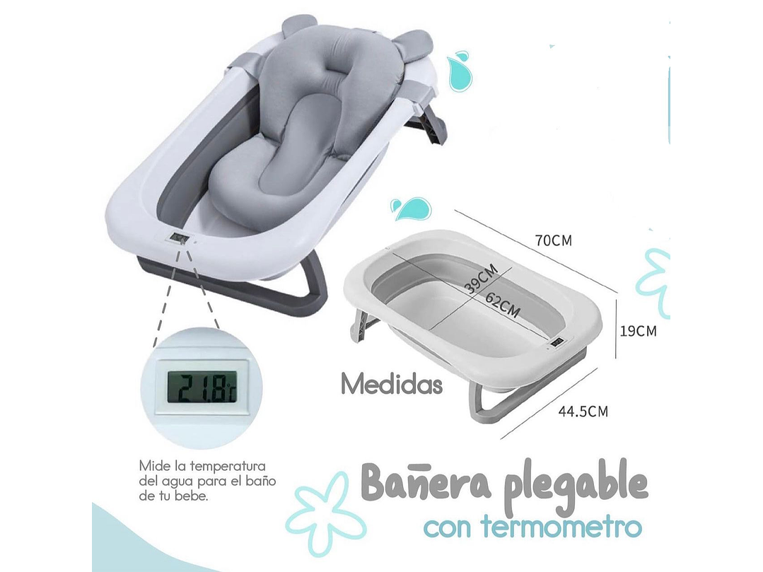 Tina Plegable Con Medidor + Soporte  1