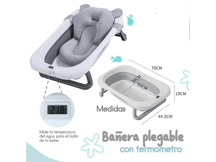 Tina Plegable Con Medidor + Soporte  1