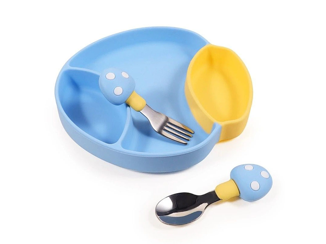 Plato + Cubierto Silicona Hongo  1