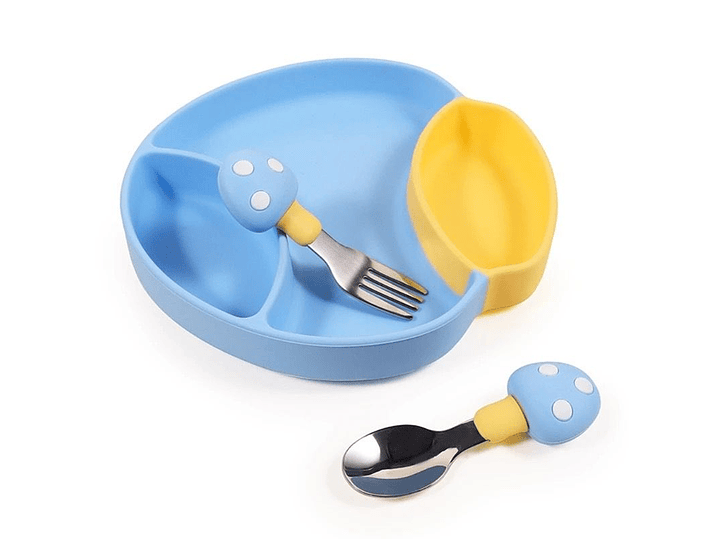 Plato + Cubierto Silicona Hongo  1