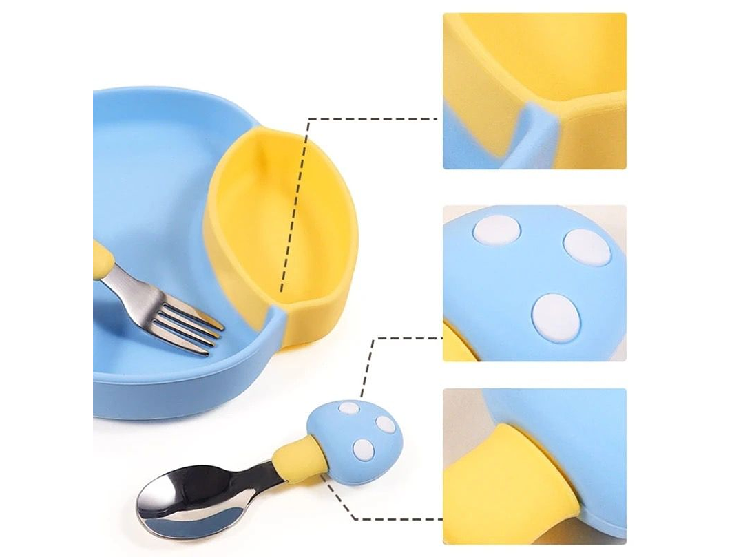 Plato + Cubierto Silicona Hongo  2