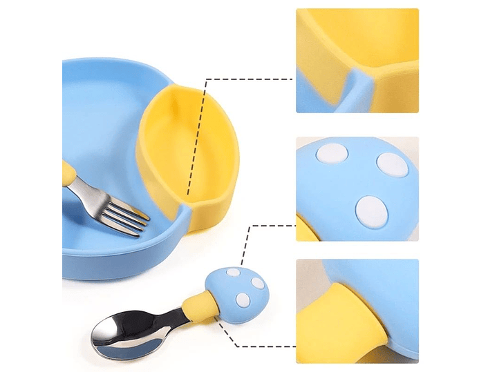 Plato + Cubierto Silicona Hongo  2