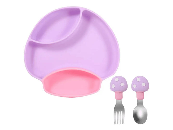 Plato + Cubierto Silicona Hongo  4