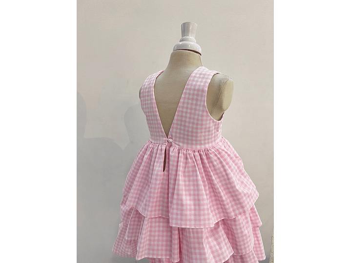 Vestido Cuadro Rosa  3