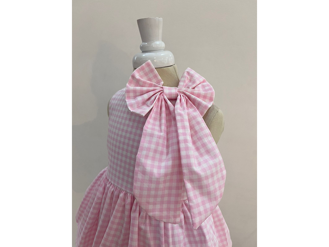 Vestido Cuadro Rosa  2