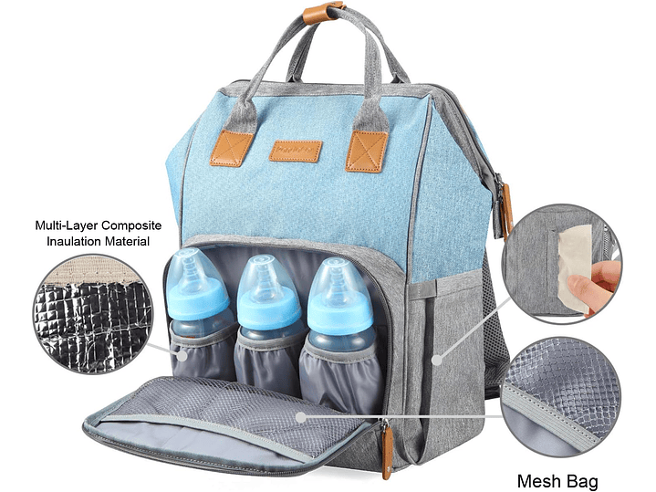 Pañalera Morral celeste Gris 6