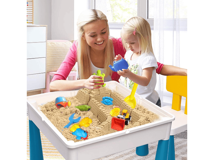  Juego de mesa de actividades para niños pequeños con 152 piezas de bloques de construcción grandes de mármol todo en uno, mesa de agua, mesa de arena,... 3