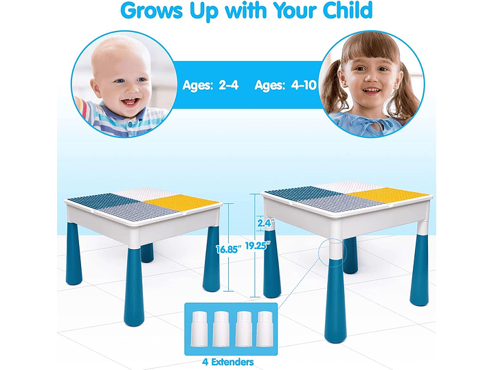  Juego de mesa de actividades para niños pequeños con 152 piezas de bloques de construcción grandes de mármol todo en uno, mesa de agua, mesa de arena,... 4