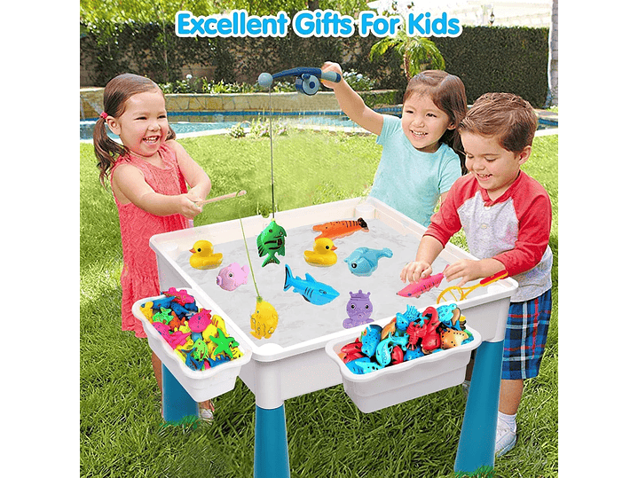  Juego de mesa de actividades para niños pequeños con 152 piezas de bloques de construcción grandes de mármol todo en uno, mesa de agua, mesa de arena,... 5