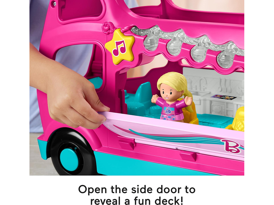  Fisher-Price Little People - Juguete Barbie Little Dreamcamper RV con música y luces para 2