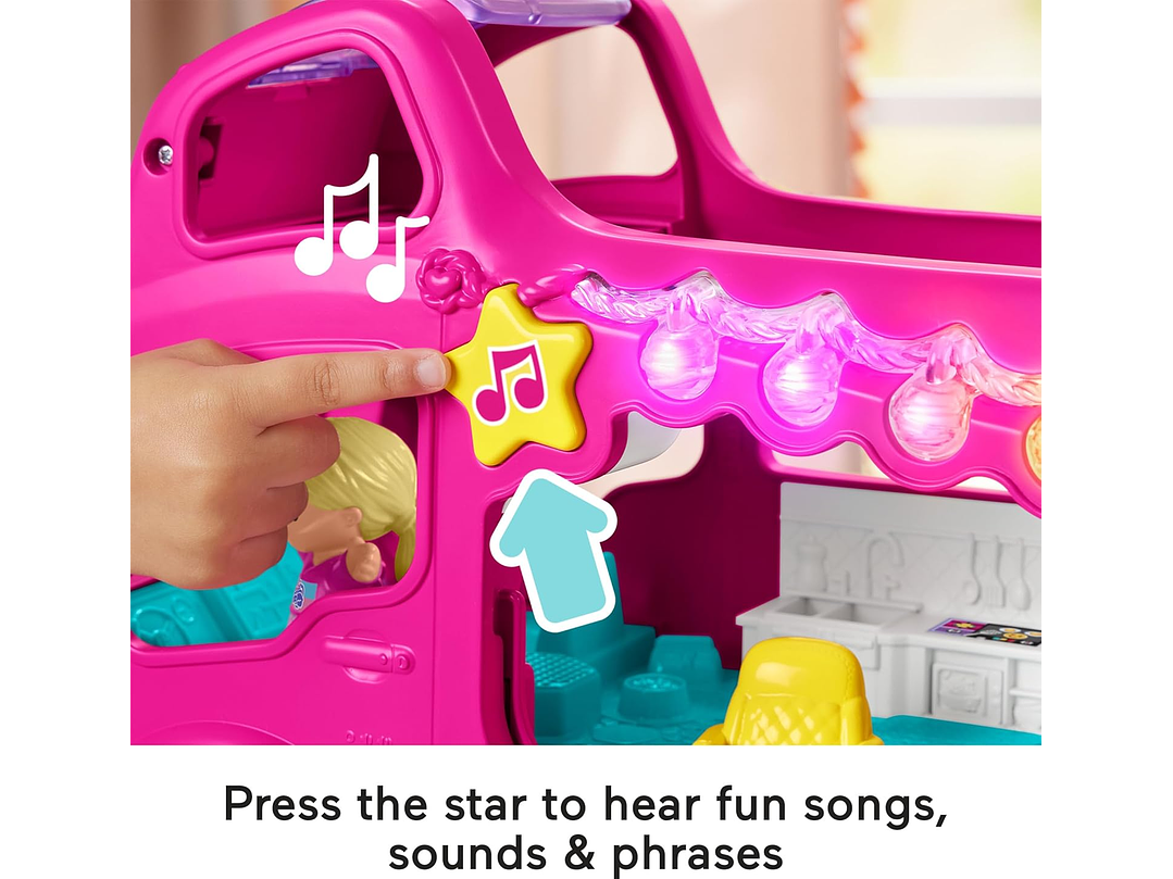  Fisher-Price Little People - Juguete Barbie Little Dreamcamper RV con música y luces para 4