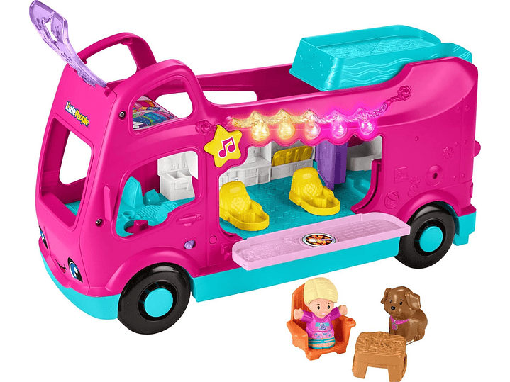  Fisher-Price Little People - Juguete Barbie Little Dreamcamper RV con música y luces para 6