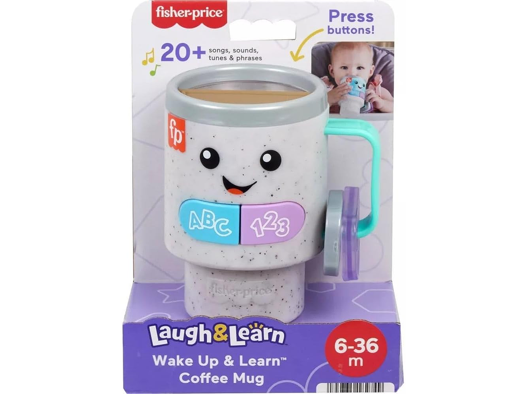 Fisher-Price Taza de café con luces para bebés y niños pequeños, con diseño de risa y aprendizaje, para bebés a partir de 6 meses 1