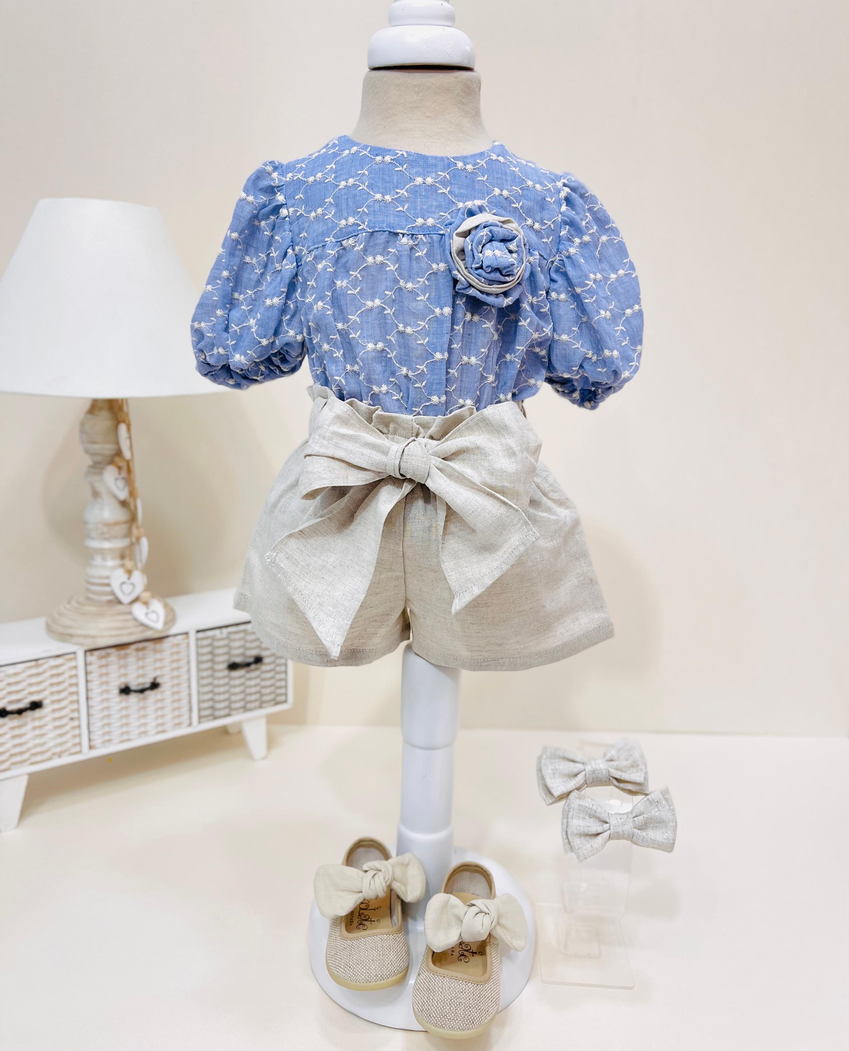 Blue & White Stripe Short Set – Deolinda SS26 In Stock Now main image 1