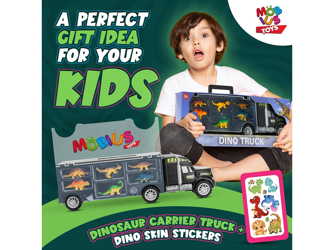 MOBIUS Camion Transportador de Dinosaurio 12Piezas 6