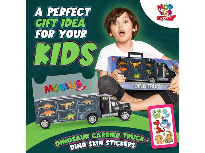 MOBIUS Camion Transportador de Dinosaurio 12Piezas 6