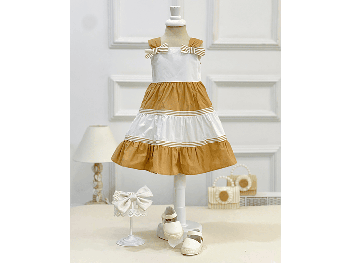 Vestido Milon  Caqui-Blanco 1