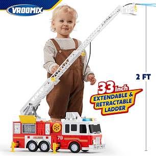  Camión De Bomberos Extra Grande Para Niños Con Escalera De 33 Pulgadas,