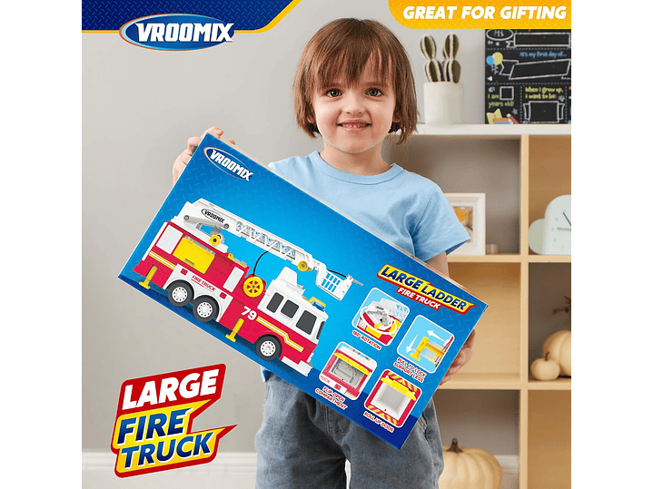  Camión De Bomberos Extra Grande Para Niños Con Escalera De 33 Pulgadas, 3