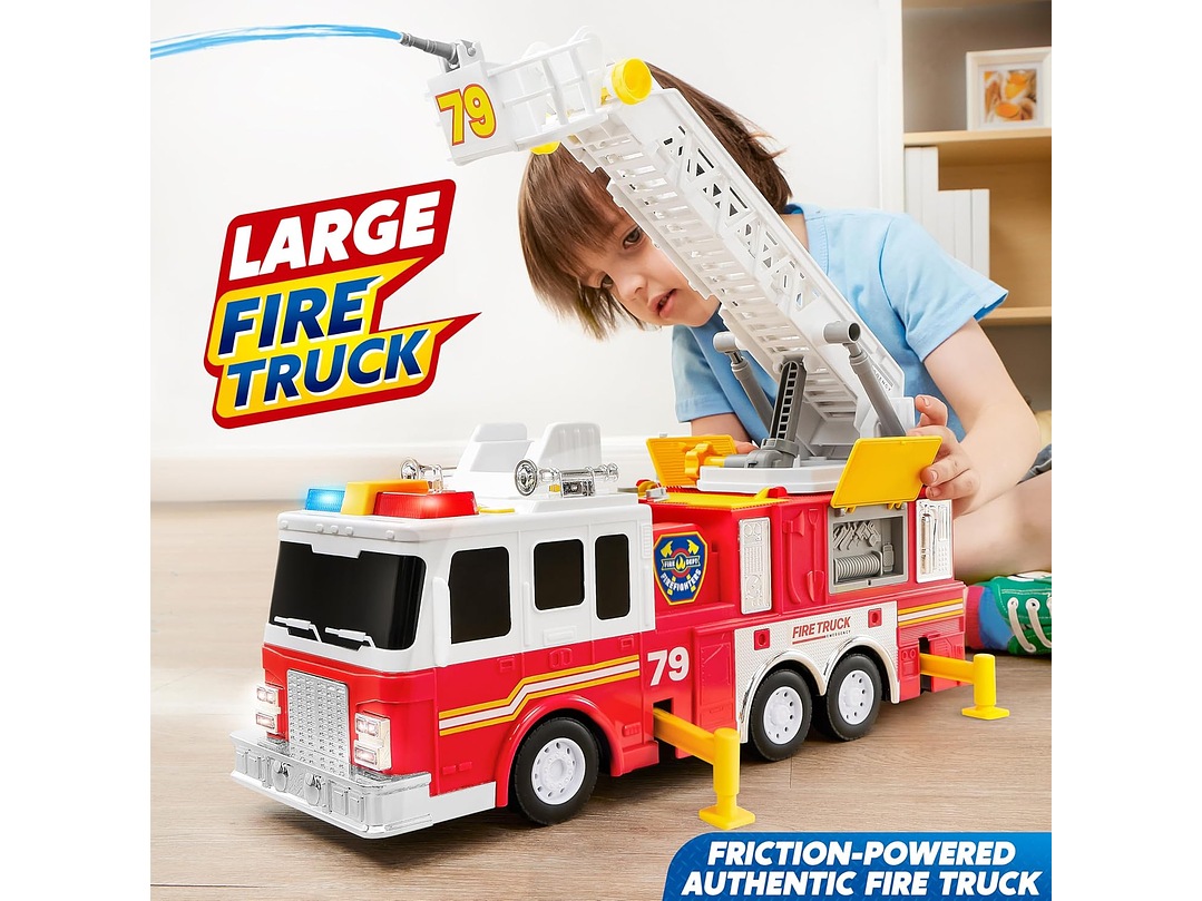  Camión De Bomberos Extra Grande Para Niños Con Escalera De 33 Pulgadas, 5