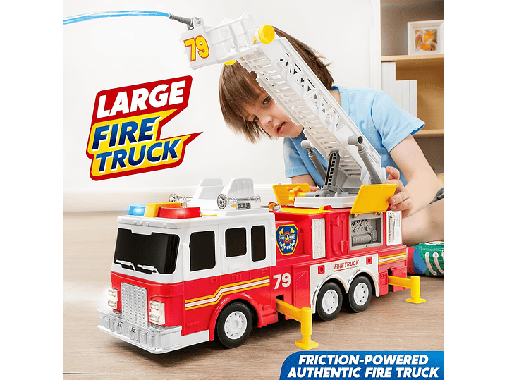  Camión De Bomberos Extra Grande Para Niños Con Escalera De 33 Pulgadas, 5