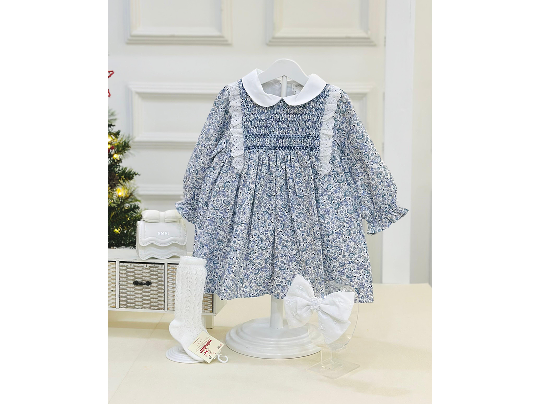 Vestido Deolinda Estampado Azul   2