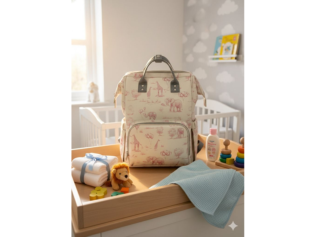 Pañalera Morral Safari Rosa 1