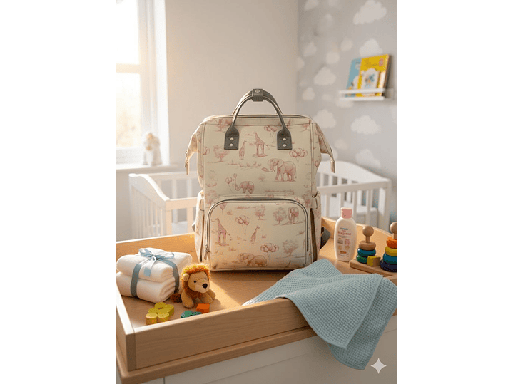 Pañalera Morral Safari Rosa 1