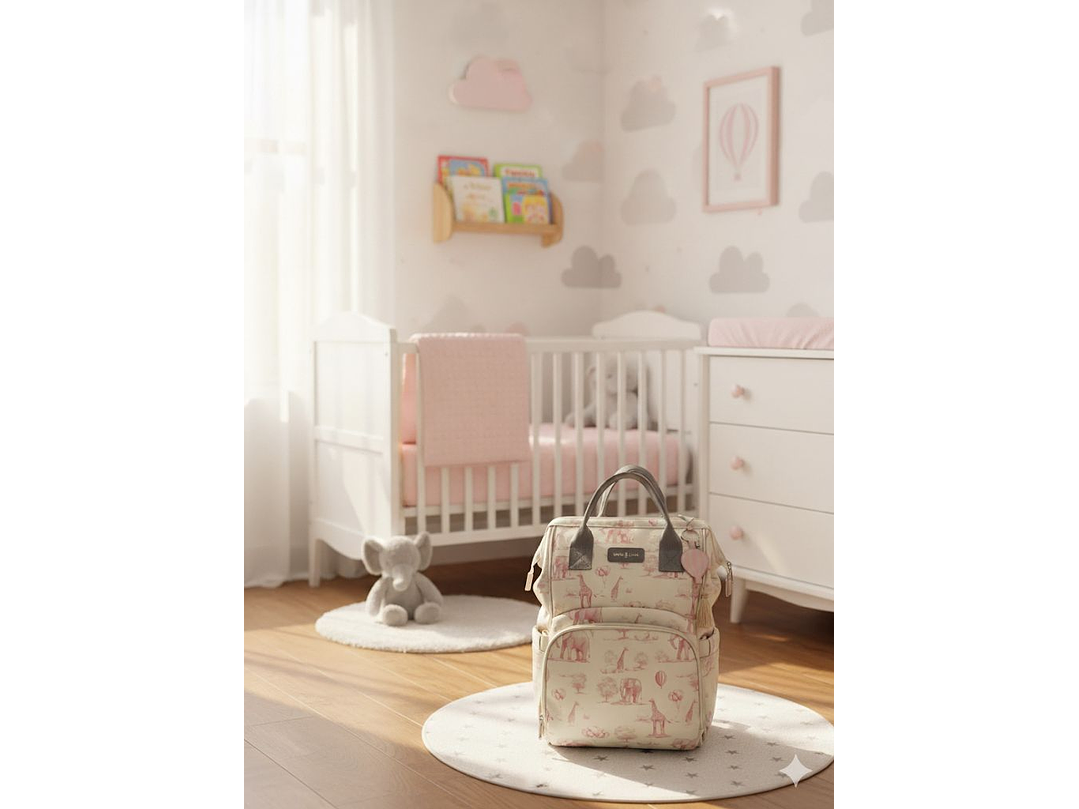 Pañalera Morral Safari Rosa 3