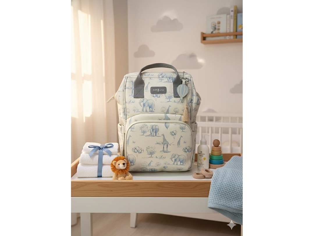 Pañalera Morral Safari Celeste 1