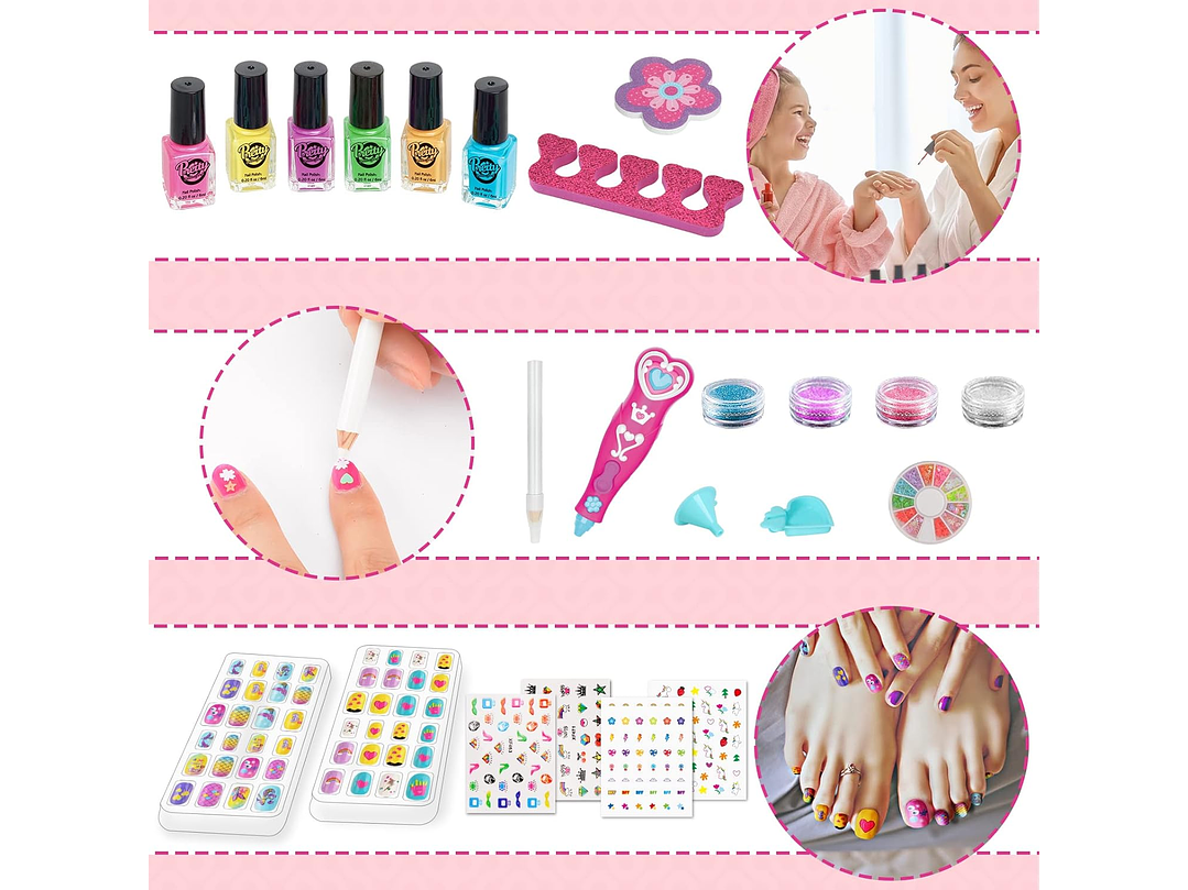 Juego De Esmaltes De Uñas Para Niñas, Kits de arte 7