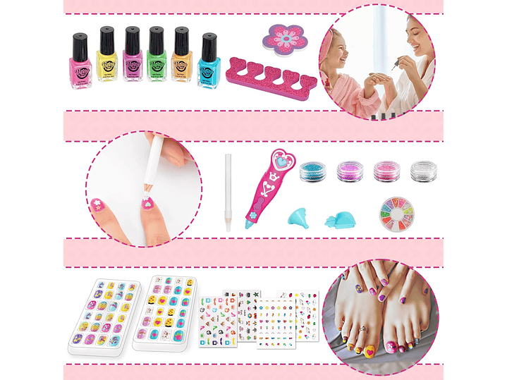 Juego De Esmaltes De Uñas Para Niñas, Kits de arte 7