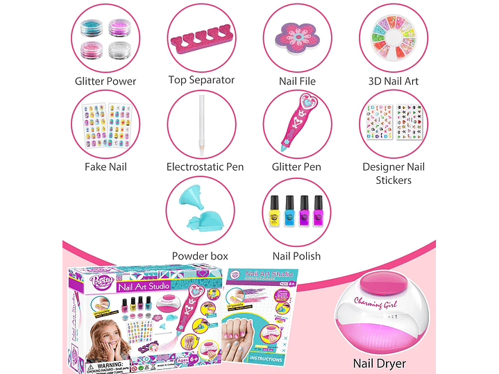 Juego De Esmaltes De Uñas Para Niñas, Kits de arte 8