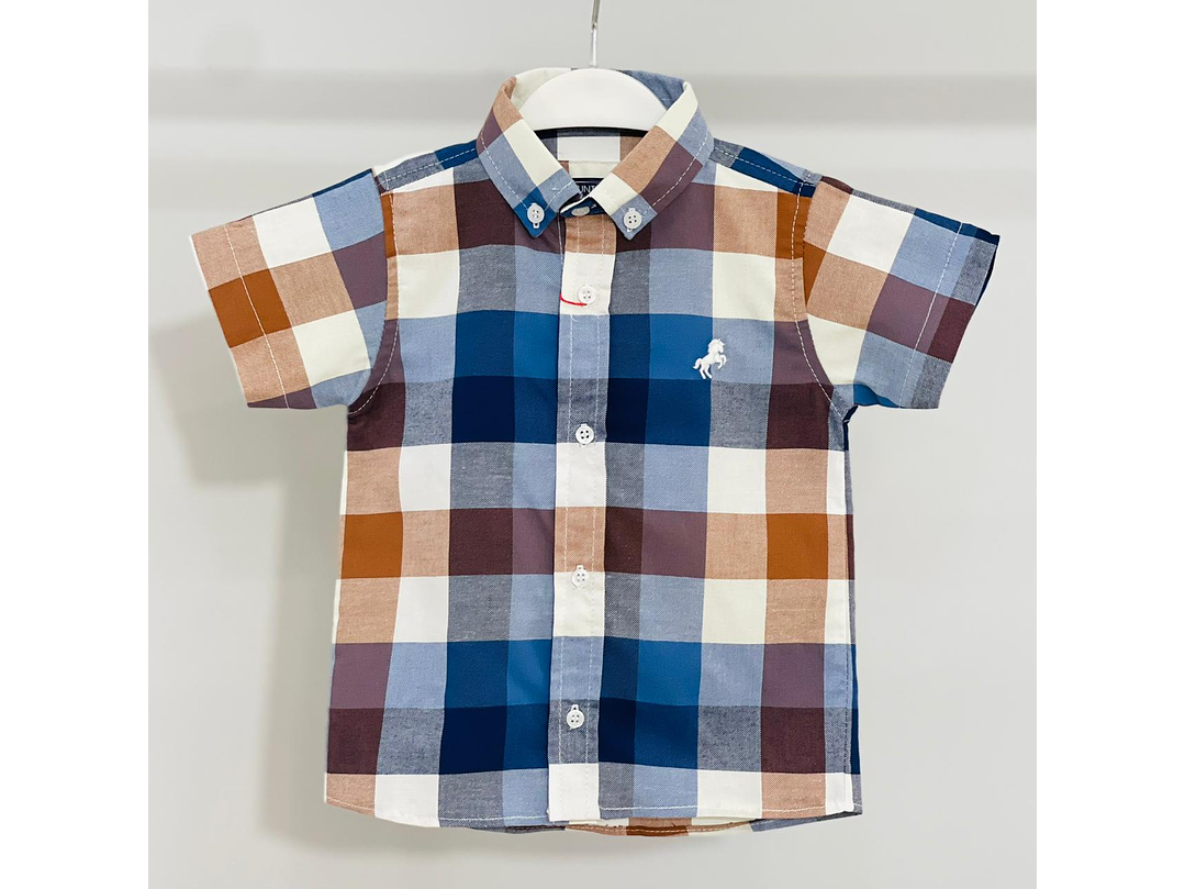 Camisa P&Punto Cuadro Café  1