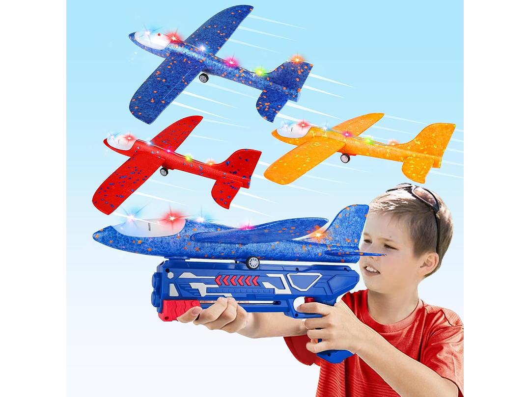 Paquete De 3 Juguetes Lanzadores De Aviones LED 1